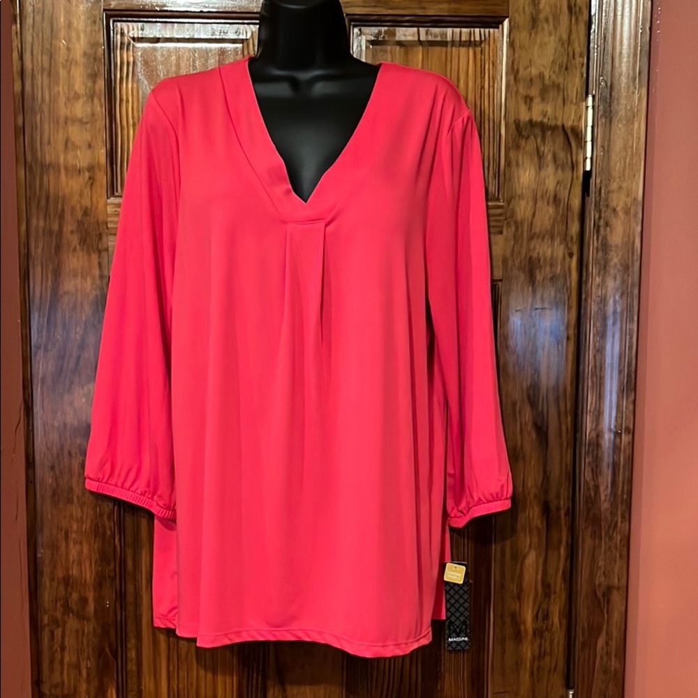 NWT Massini Coral Relaxed Long Sleeve Tunic